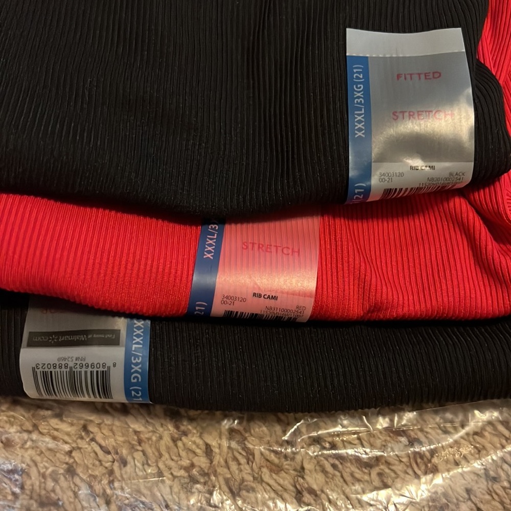 Three brand new XXX rotten cami under shirt tanks.  Spaghetti strap red & black - Picture 2 of 4